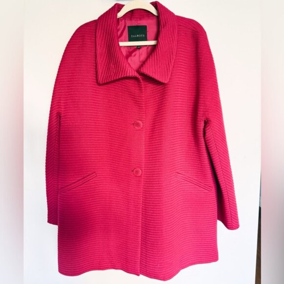 Talbots Women's Vibrant Pink Pea Coat - Picture 1 of 7
